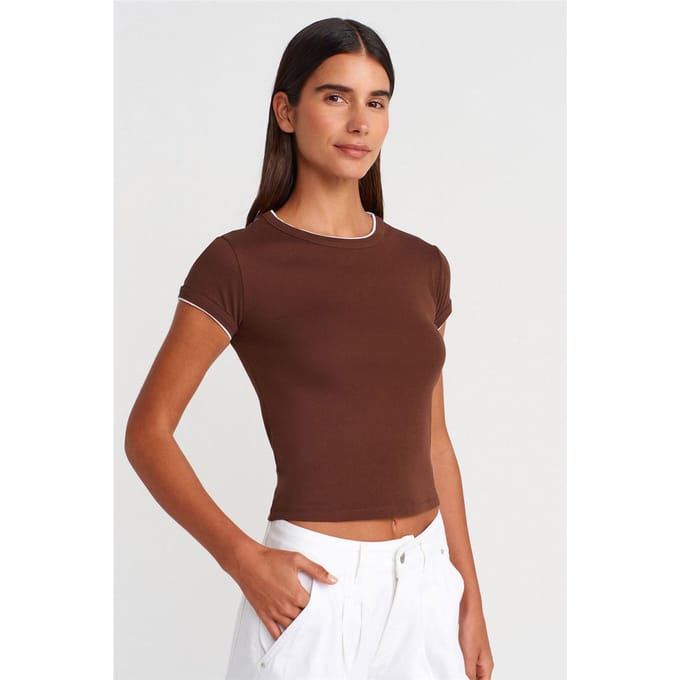 Dames Slim Fit Katoenen Crop T-Shirt