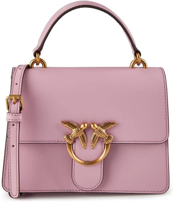 PINKO handtas schoudertas Love One Top Handle Mini Light Light Pink + Antique Gold roze