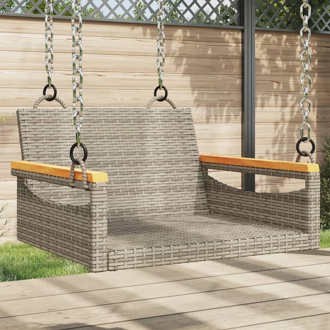 vidaXL - Schommelbank - 63x62x40 - cm - poly - rattan - grijs