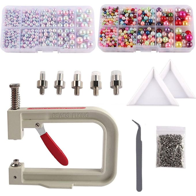Parelzetmachine Parels Inclusief Parelzetmachine Gereedschap voor Hoeden, Schoenen 1 Set gray
