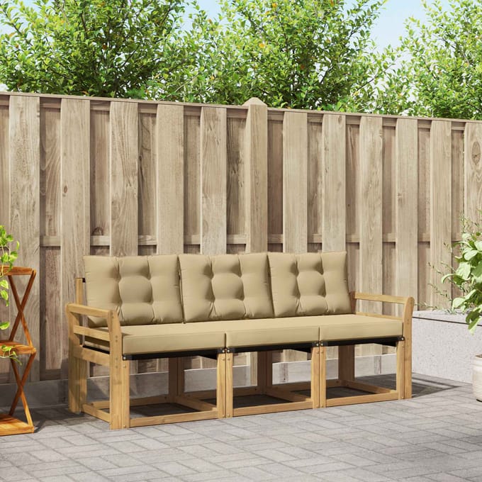 vidaXL - Buiten - bank - set - 3 - st - Wit - en - Beige