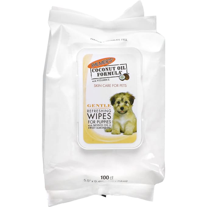 Palmer's for Pets, formule à l'huile de coco avec vitamine E, mouchoir rafraîchissant pour chiens, doux, 100 feuilles white