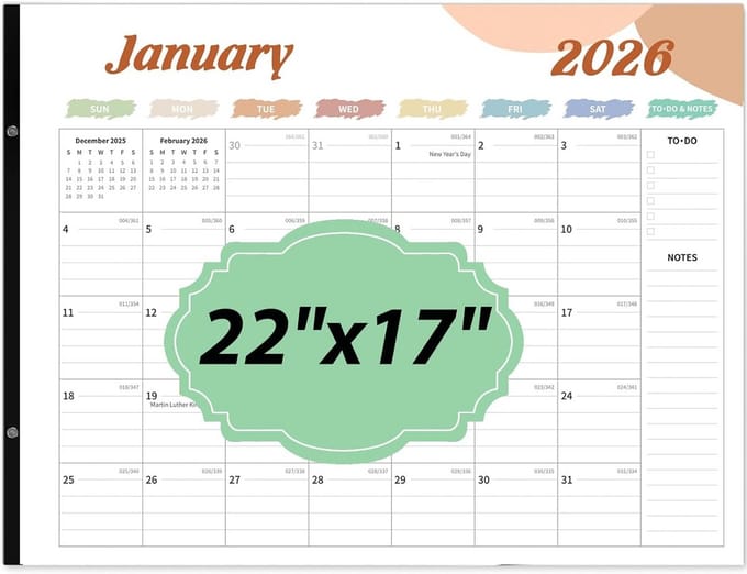 Bureaukalender 2025-2026 Groot Formaat met Taken en Notities - 18 Maanden