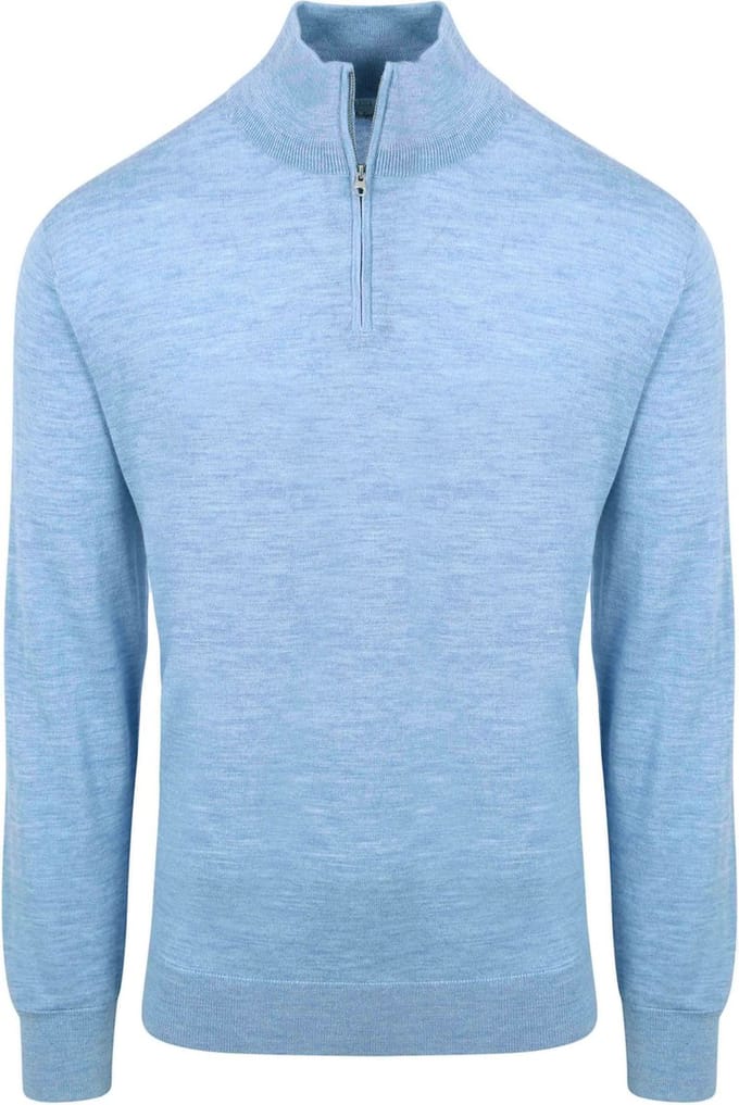King Essentials The Michael Half Zip Pull Merino Lichtblauw - Maat XXL - Heren - Pullovers