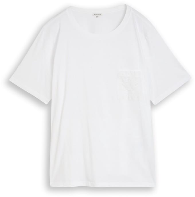 Tom Tailor - Plus Size - Boxy Fit T-shirt met borstzak - Maat 48 - White
