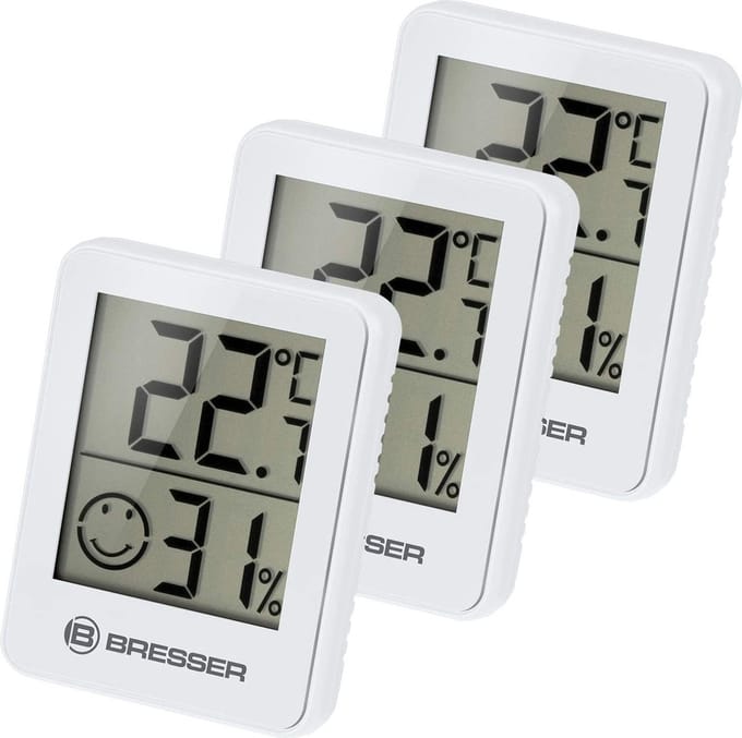 Bresser Weerstation - ClimaTemp Hygro Indicator - Set van 3 - Checkt Binnenklimaat - Wit