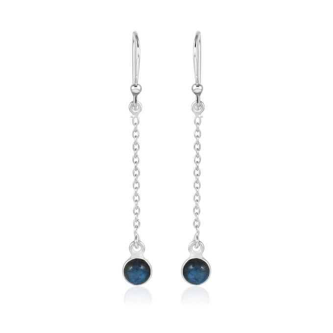 SilverGems Zilveren oorhangers met ronde Labradoriet edelstenen