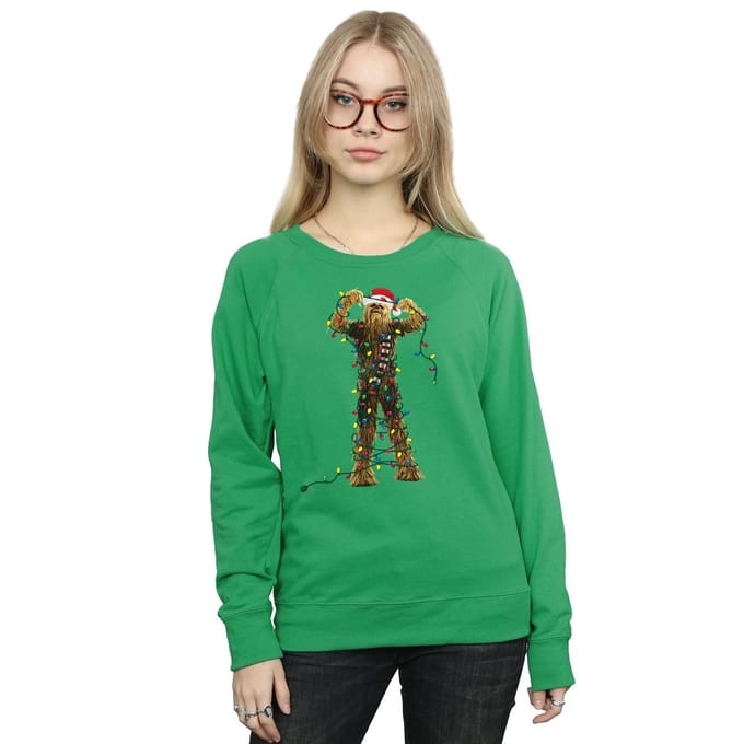 Star Wars Dames/Dames Chewbacca Kerstverlichting Sweatshirt (Iers Groen)