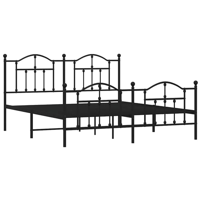vidaXL - Bedframe - met - hoofd- - en - voeteneinde - metaal - zwart - 183x213 - cm