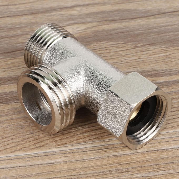2PCS Vanne de raccordement 3 voies Adaptateur de vanne de dérivation de toilette Vanne de chasse d'eau(UE3/8) gray