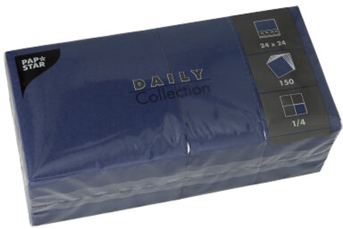 150 Servetten DAILY Collection 1/4 vouw 24 cm x 24 cm donkerblauw