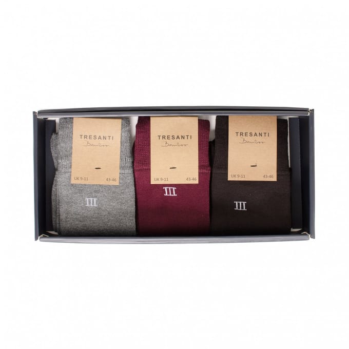 ZOLA I Giftbox bamboo socks 3 pcs Burgundy (TRCOZZ002 - 602)