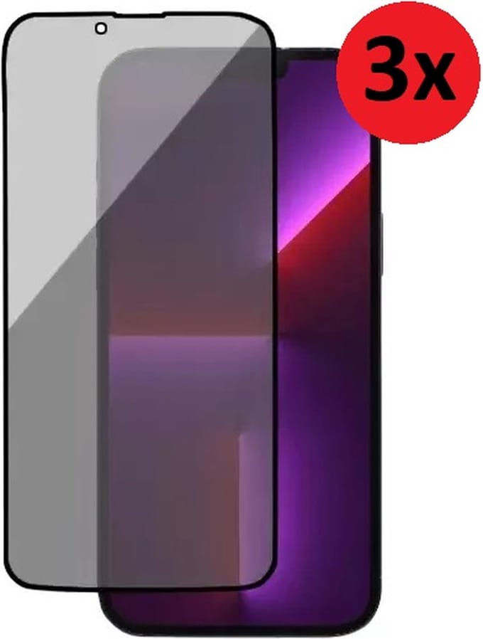 MoDo screenprotector Geschikt voor iPhone 14 Plus - Privacy glas - 3 stuks