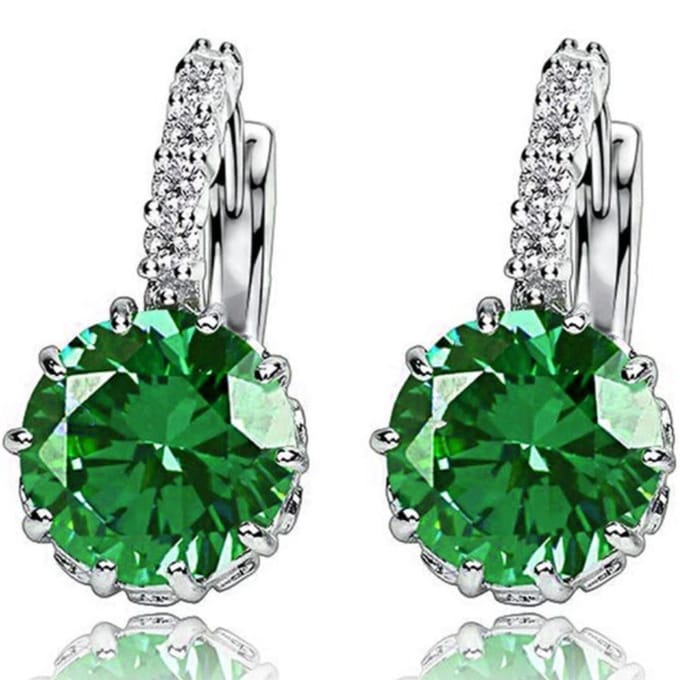 Victorious Dames Oorbellen – Groen Bergkristal – Zilverkleurig – 2cm