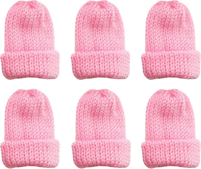 Gebreide eierwarmers - Mini-mutsjes - Ontbijt decoratie - Dubbellaags gebreid - Set van 6 - Roze
