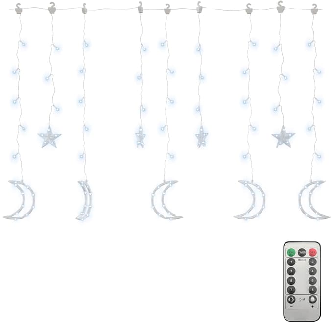 vidaXL - Lichtslinger - ster - en - maan - afstandsbediening - 138 - LED's - koudwit