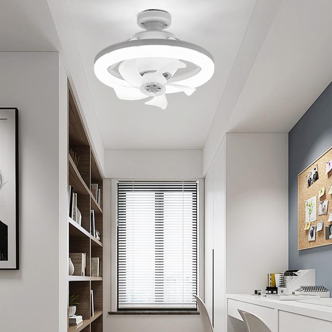 Ventilatorlamp E27 Lampkop Afstandsbediening Driekleurige Traploos Dimbare RGB Dimbare LED-verlichting wit