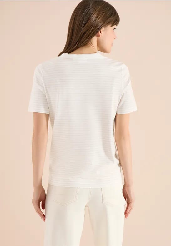 Shirt met korte mouwen, ronde hals en strepen
