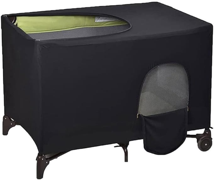 Allecta - Ademende wieg luifel cover voor reisbed - zwart - babykamer essentials.