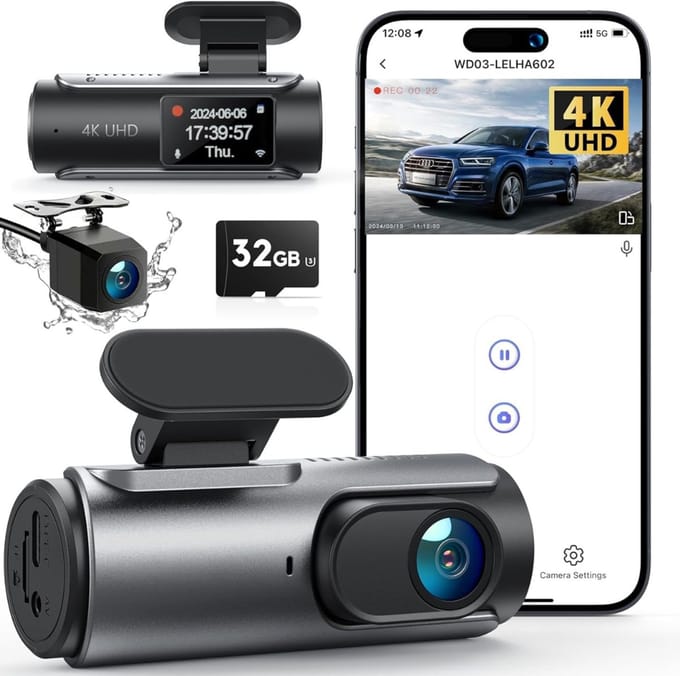 RONN® Dashcam voor Auto Voor en Achter - Dashcam - Grijs - 8cm x 4cm x 5cm ; 420 g