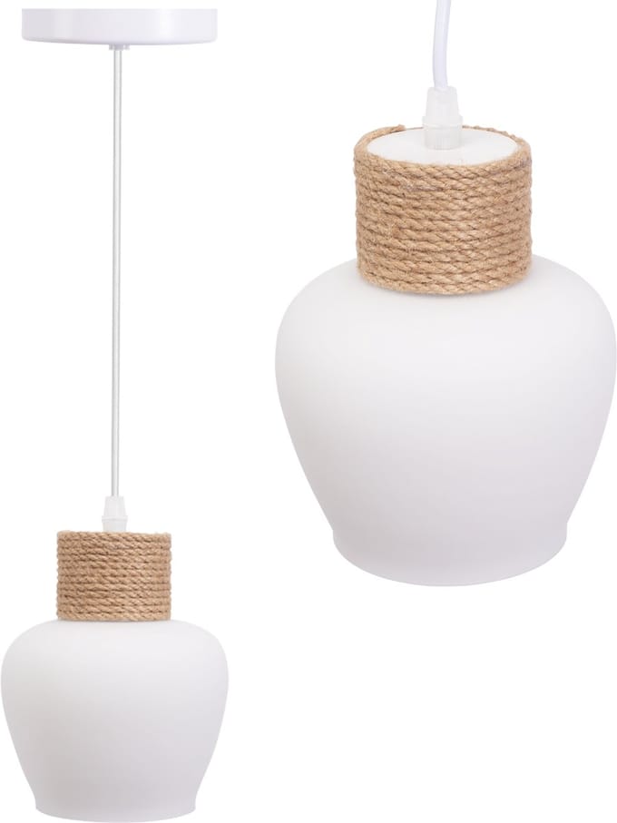 Toolight App1591-1Cp Boho Hanglamp Wit Beige 14X14X17Cm