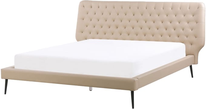 ESSONNE - Tweepersoonsbed - Beige - 160 x 200 cm - Kunstleer