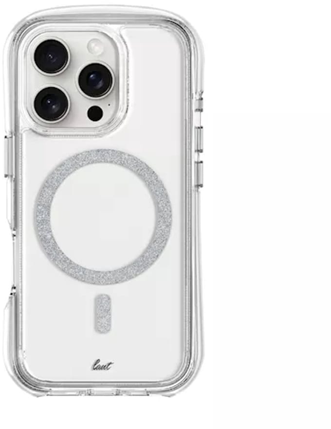 LAUT AERO SPARKLE iPhone Hoes – Crystal Clear met Glinsterend Effect & 6m Valbeveiliging | MagSafe Compatible | Apple iPhone 16 Pro