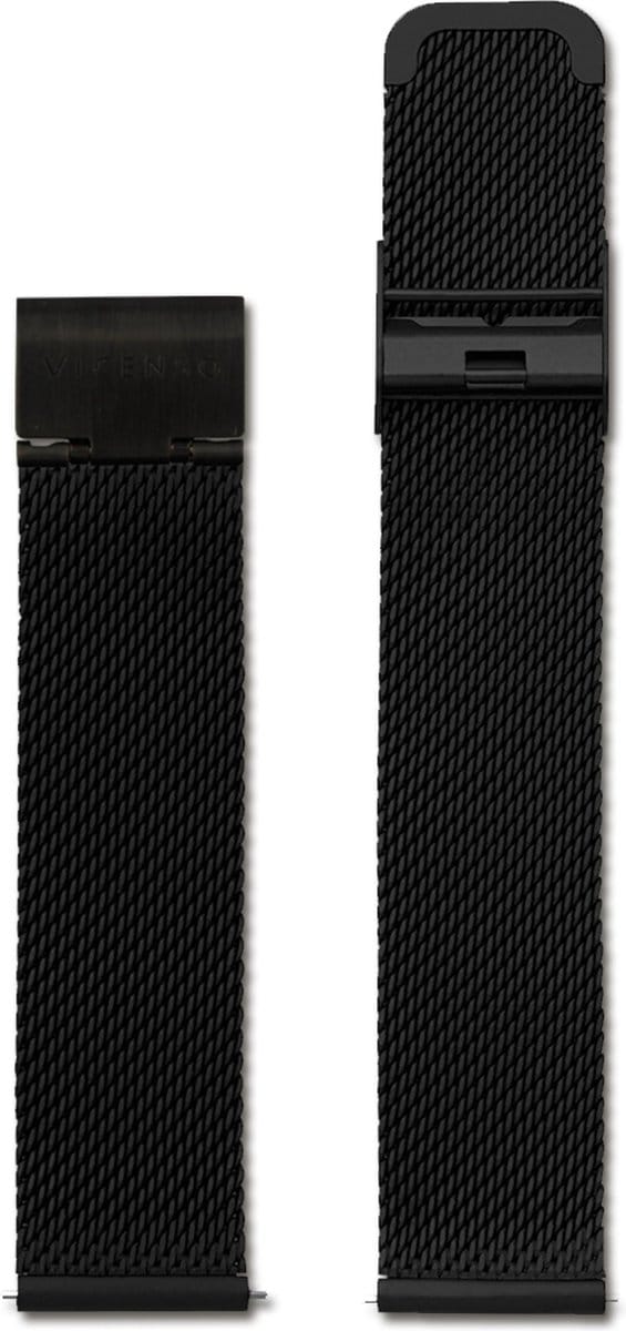VICENSO STALEN HORLOGEBAND VIS011 ZWART/ZWART 20 MM