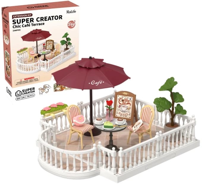 Robotime Super Store Chic Café Terrace - DWP09 - Rolife Super Store Series - Bouwpakket - Miniatuur - Modelbouw - Cadeautip