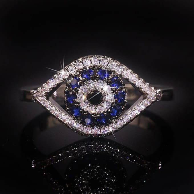 Oog van de Duivel Inlegring Dames Modieuze Dames Diamanten Ring Hand Decoratie No. 10 black