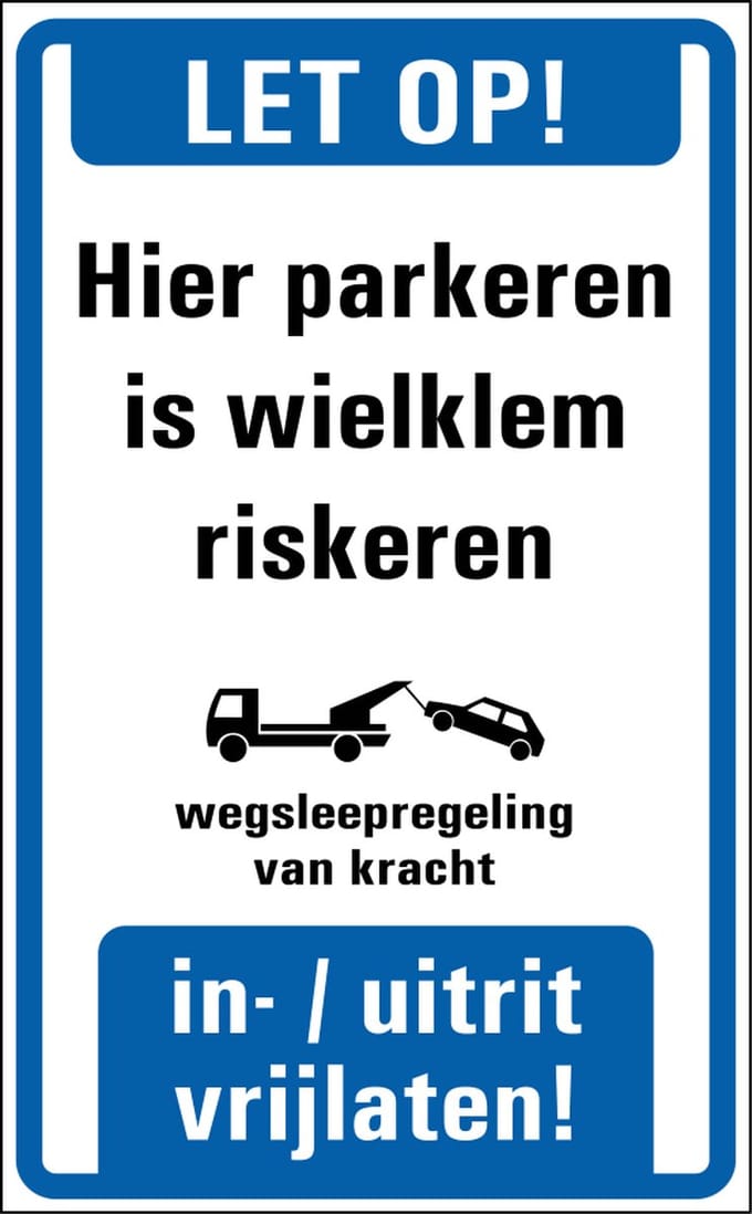 Hier parkeren is wielklem riskeren sticker 320 x 200 mm
