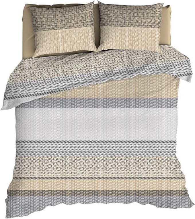 Romanette Cortina Dekbedovertrek - Extra breed - 260x200/220 cm - Beige/Grijs
