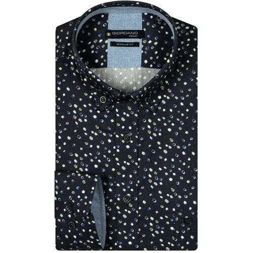 Giordano Overhemd Ivy Button-Down Multi Dots Pattern Twill Navy-Donkergroen / male