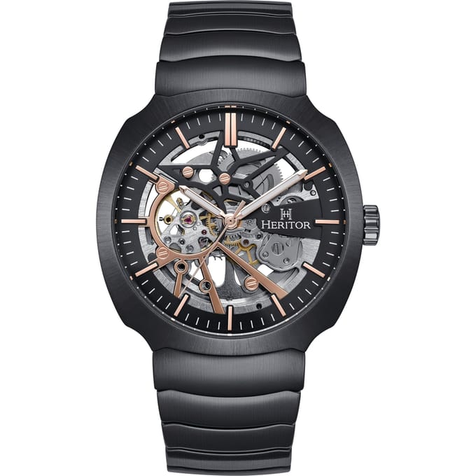 Heritor Automatic Magnus horloge met roestvrijstalen band - brons/roségoud