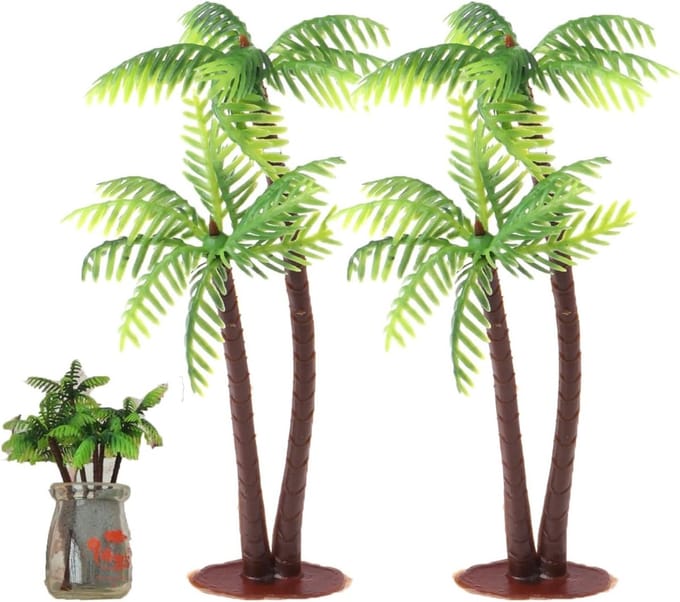 Miniatuur Kokosnootbomen Set van 2, Perfect voor Modelbouw, Landschapsdecoratie en Interieurstyling