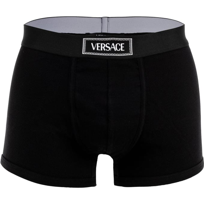 Versace Korte Trunk Tex Ribbekatoenen Boxershorts