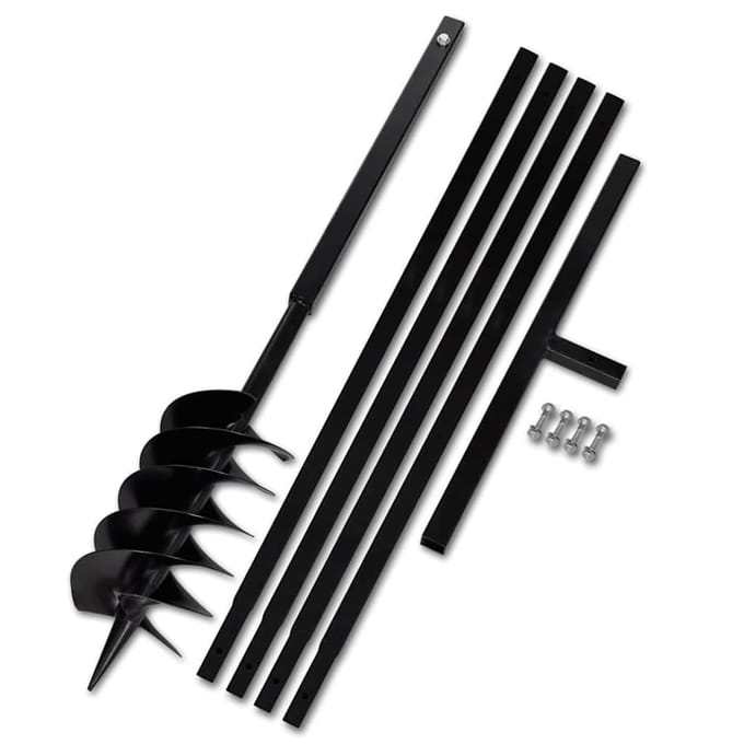 vidaXL - Grondboor - met - handvat - 150 - mm - en - verlengstukken - 5 - m - staal