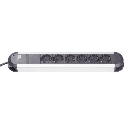 BACHMANN PRIMO stekkerdoos 6x geaard contact, aluminium, 1,75 m
