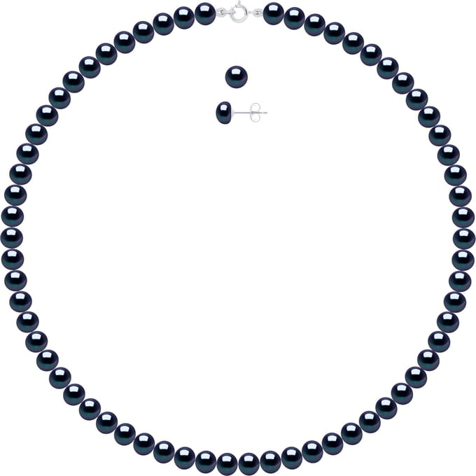 Set bestaande uit: Ketting van Echte Gecultiveerde Zoetwaterparels Semi Rond 6-7 mm