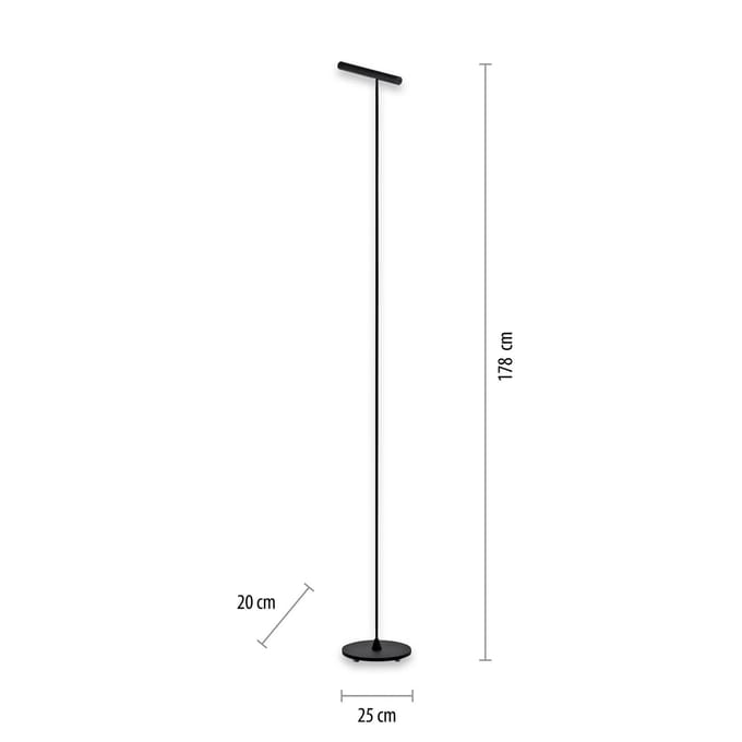 LED vloerlamp PURE Tutua, sensordimmer, zwart