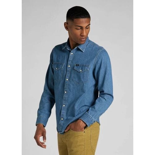 Overhemd Lange Mouw Lee 112320163 REGULAR SHIRT-WASHED BLUE