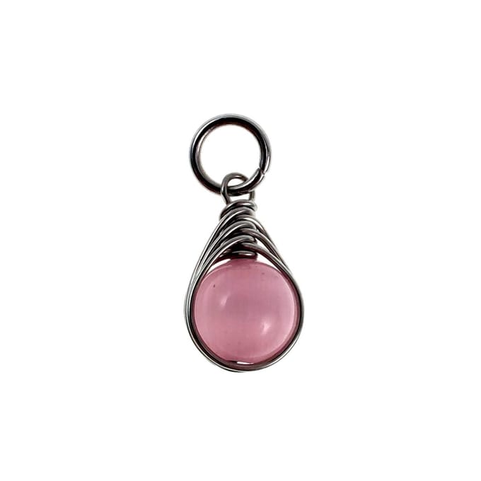 25mm x 10mm Roze Kattenoogsteen Hanger Dames - RVS - Handgemaakt Visgraattechniek Steen Hanger