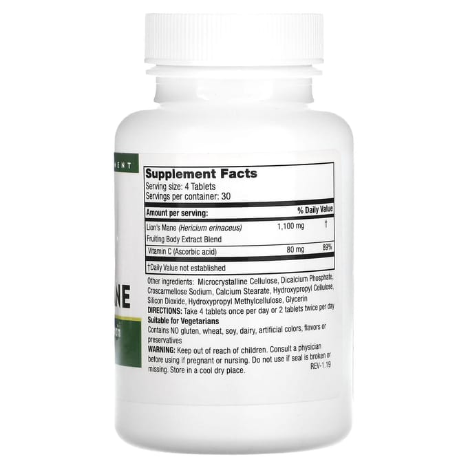 Mushroom Wisdom, Super Mane Mushroom, Groentetabletten, 120 Tabletten