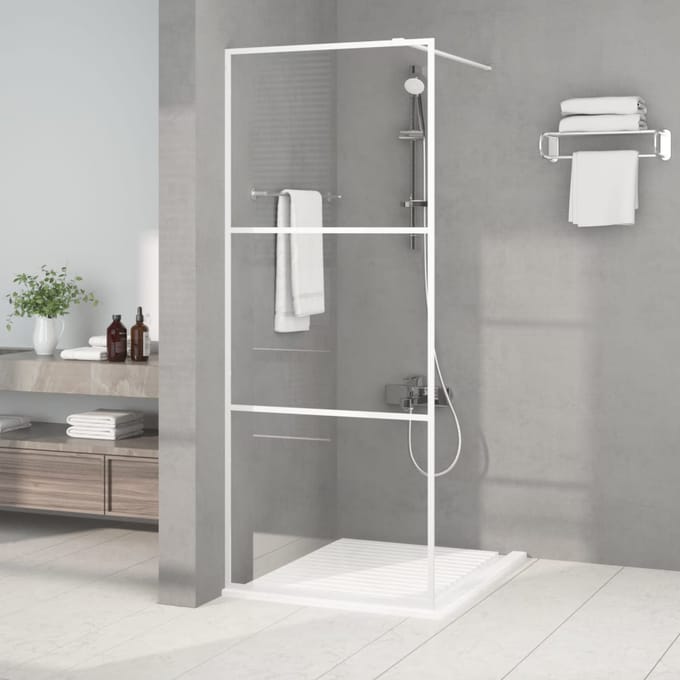 vidaXL - Inloopdouchewand - 80x195 - cm - transparant - ESG-glas - wit