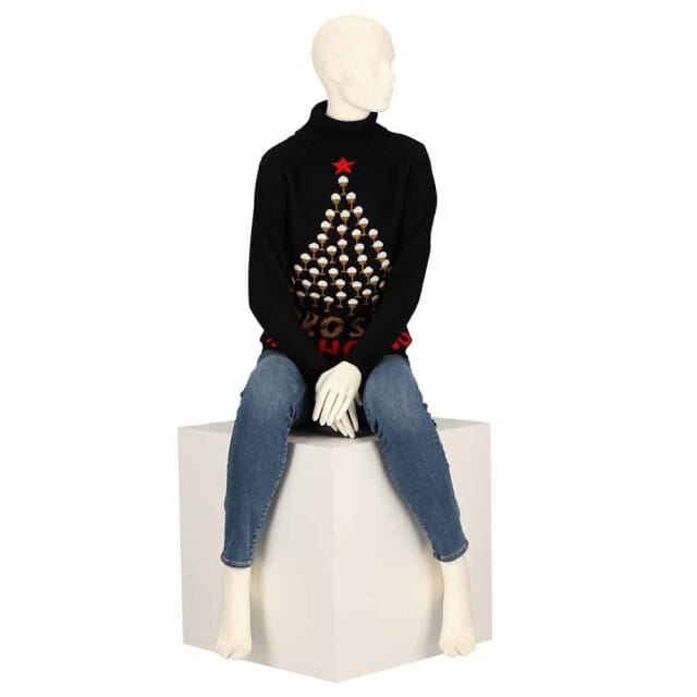 Dames Kersttrui Coltrui Zwart Prosec Ho Ho Ho - Maat M