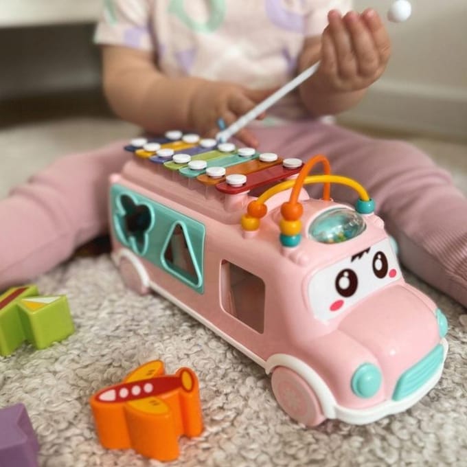 Woopie Baby Muzikale Autosorteerder Met Bekkens Roze - UNI