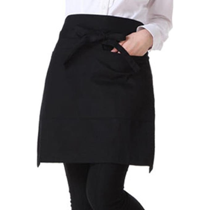 Tabliers de serveur pour femmes et hommes, avec 2 poches, imperméable, mignon, tablier de serveuse, tablier de taille pour noir