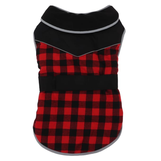 Huisdier Hond Jas Waterdicht Winddicht Reflecterend Winter Warm Ruitjes Hondenjas voor Klein Middelgroot Groot S(for 2-4kg) black
