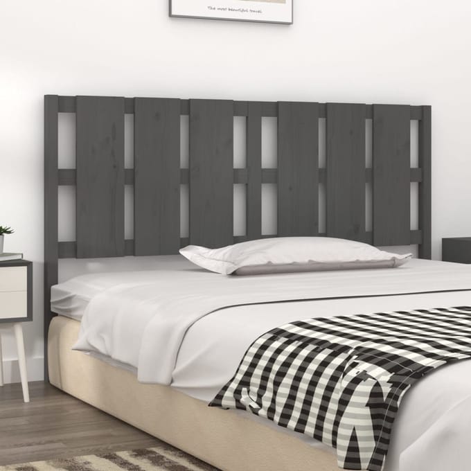 vidaXL - Hoofdbord - 165,5x4x100 - cm - massief - grenenhout - grijs