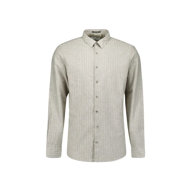 No Excess Shirt vertical small stripe with li taupe